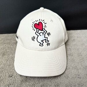 Keith Haring Cream Cap with Heart Design